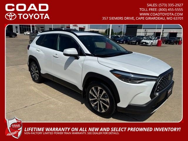 2022 Toyota Corolla Cross XLE in Wind Chill Pearl — front three-quarter view