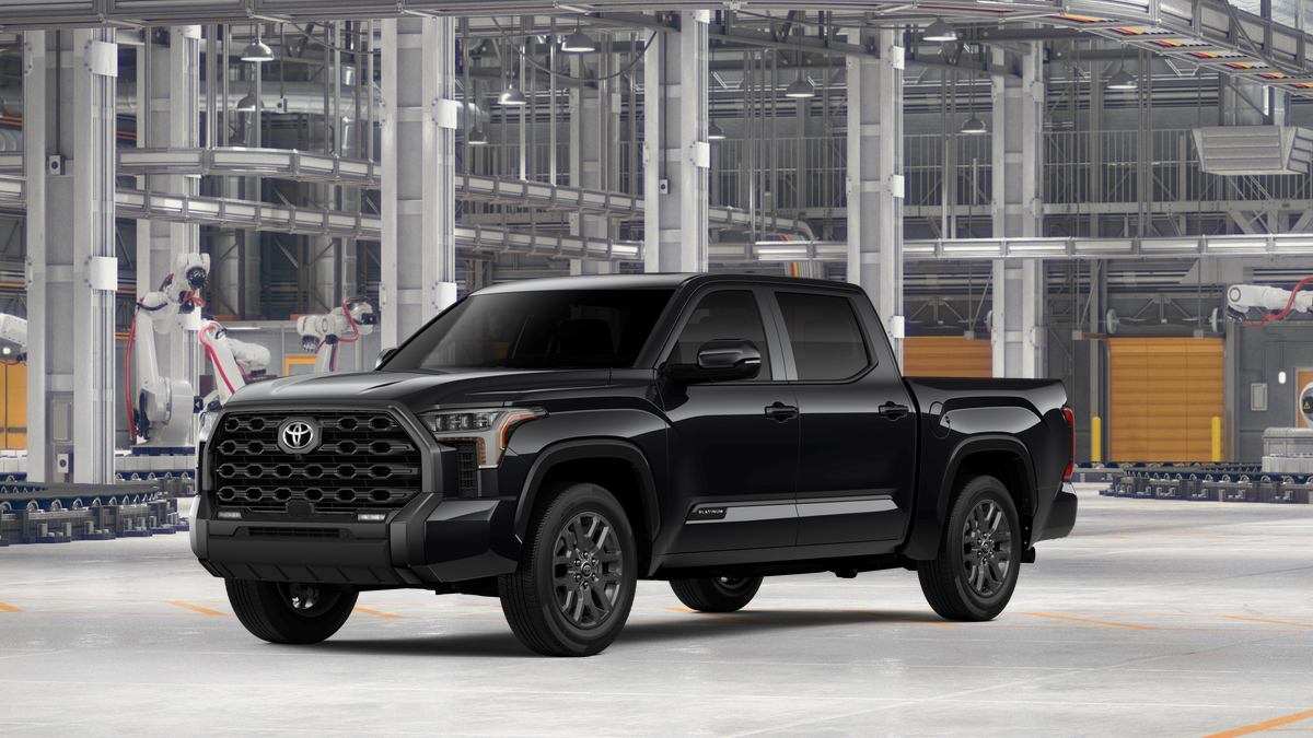 2026 Toyota Tundra Platinum in Midnight Black Metallic — front three-quarter view